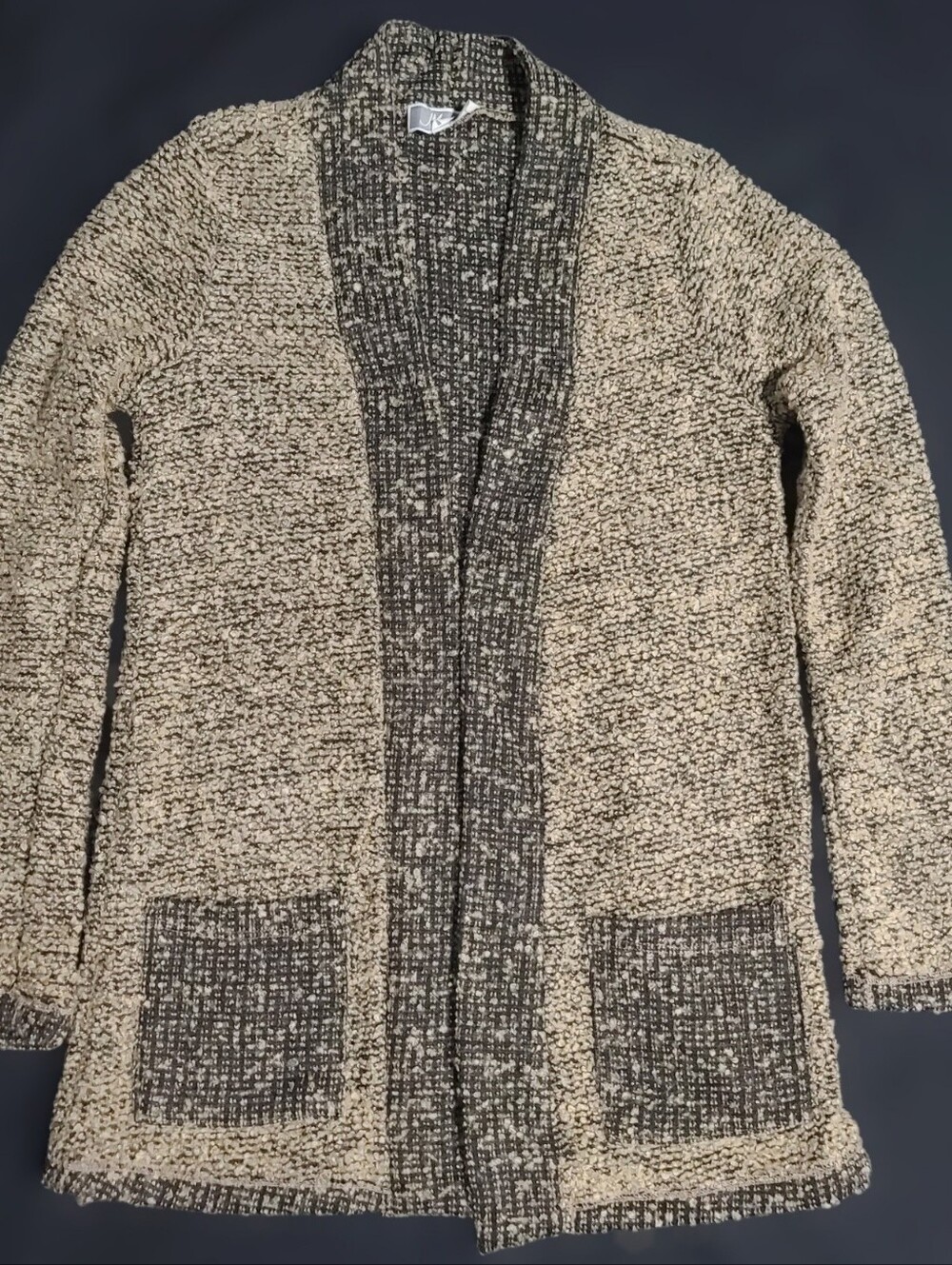 Vintage Vibe JM Collection Open Front Chunky Marled Grandpa Cardigan Size S